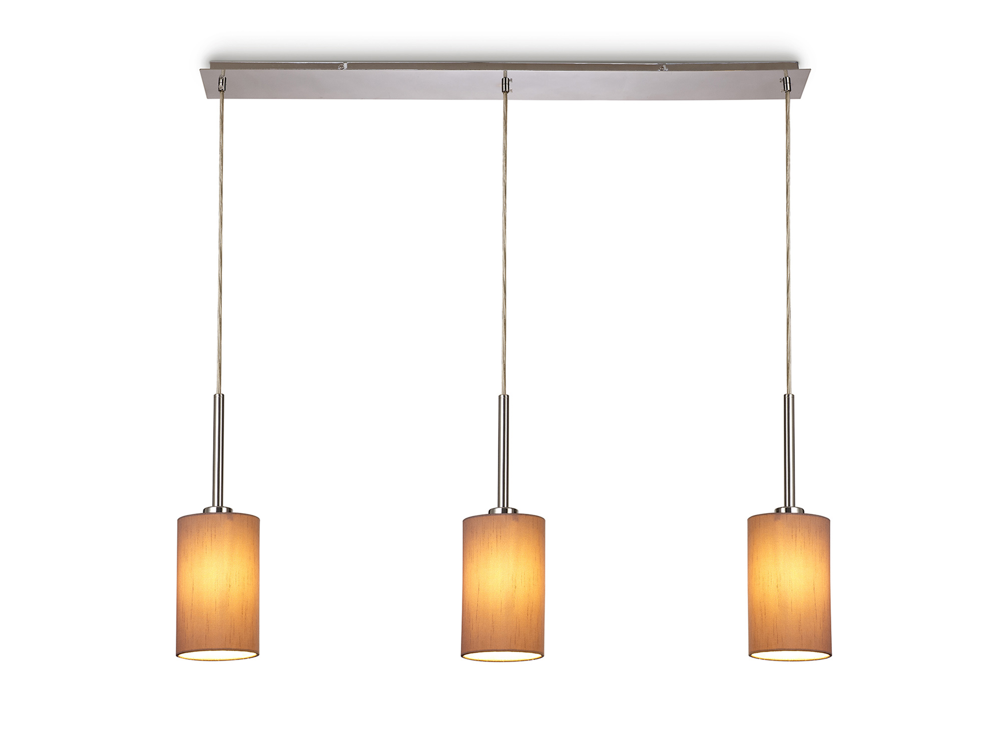 DK0766  Baymont 12cm Shade 3 Light Pendant Polished Chrome, Taupe/Halo Gold